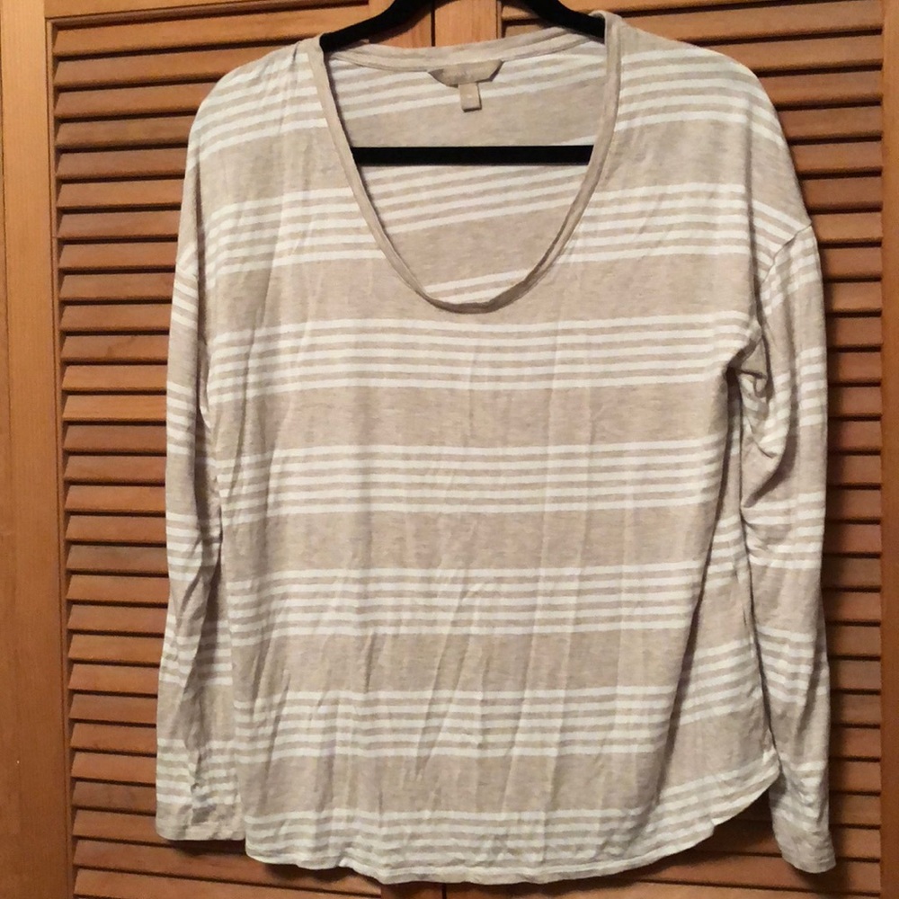 Banana Republic Beige Cream Striped Top Size M